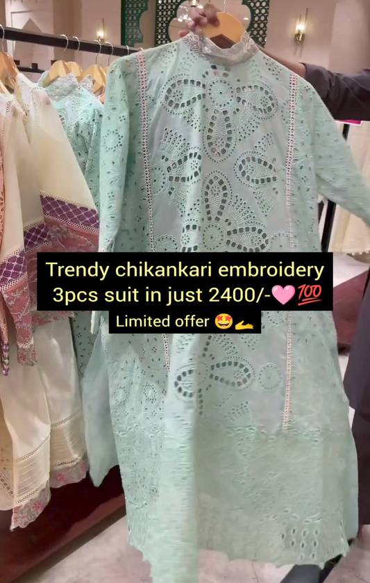 Embroidery 3pcs suit for women 🤩❤️