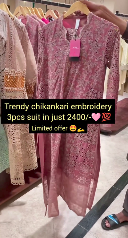 Embroidery 3pcs suit for women 🤩❤️